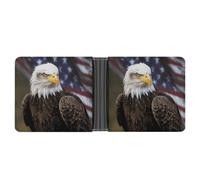 KOAYUBFC Portafoglio sottile compatto a due ante portafoglio in pelle American Bald Eagle Portafogli in pelle, portafogli minimalisti da uomo con porta carte di credito slot portamonete in pelle