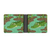 KOAYUBFC Portafoglio sottile compatto a due ante portafoglio in pelle di coccodrillo che si nasconde portafogli in pelle, portafogli minimalisti da uomo con porta carte di credito slot portamonete in