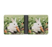 KOAYUBFC Portafoglio sottile compatto a due volte che conigli mangiano portafogli in pelle, portafogli minimalisti da uomo con porta carte di credito slot portamonete in pelle finestra ID unisex