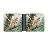 KOAYUBFC Portafoglio sottile compatto a due volte che salta scimmia dorata, portafogli minimalisti da uomo con porta carte di credito in pelle portamonete con finestra ID unisex