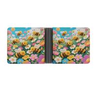 KOAYUBFC Portafoglio sottile compatto bifold portafoglio api che raccolgono miele portafogli in pelle, portafogli minimalisti da uomo con porta carte di credito in pelle portamonete finestra ID unisex