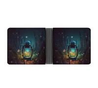 KOAYUBFC Portafoglio sottile compatto bifold portafoglio lucciole e lanterna portafogli in pelle, portafogli minimalisti da uomo con porta carte di credito slot portamonete in pelle finestra ID unisex