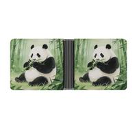 KOAYUBFC Portafoglio sottile compatto bifold portafoglio panda mangiare bambù nella foresta di bambù, portafogli minimalisti da uomo con porta carte di credito in pelle portamonete finestra ID unisex