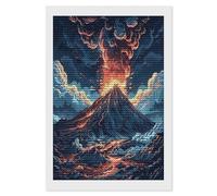 KOAYUBFC Raffigura un vulcano 5D Diamond Painting Kit per adulti principianti Grande pittura rotonda diamante arte fai da te Full Drill Diamond Dots Dipinti murali Gem Art per regalo Home Wall Decor