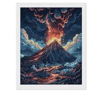 KOAYUBFC Raffigura un vulcano 5D Diamond Painting Kit per adulti principianti Grande pittura rotonda diamante arte fai da te Full Drill Diamond Dots Dipinti murali Gem Art per regalo Home Wall Decor