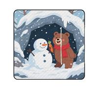 KOAYUBFC Tappetino da spiaggia con stampa di orso che fa un pupazzo di neve, portatile, extra large, adatto per viaggi, escursioni, festival musicali, prati, spiagge, picnic all'aperto
