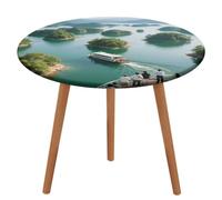 KOAYUBFC Tovaglia rotonda elastica con angoli impermeabili, tovaglia Thousand Islands, impermeabile e antimacchia, adatta per interni ed esterni, picnic, feste, diametro 100 cm