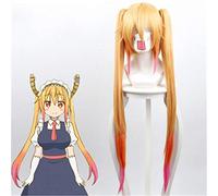 Kobayashi-san Chi No Maid Dragon Tohru Parrucche Cosplay Giallo sfumato Capelli lunghi rosa con doppie code di cavallo Parrucche anime KUJ6548