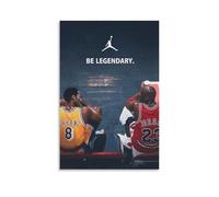 Kobe Bryant Michael Jordan, poster artistico su tela con pittura a olio, decorazione per la casa, album musicale, stile classico, senza cornice, 30 x 45 cm