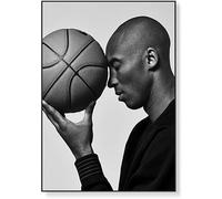 Kobe Bryant Poster Stampa, Black Mamba e Basket In Bianco e Nero Stampa Artistica Fotografica su Tela, Poster da Parete Dipinti Home Decor, Regali per Fan, Frameless,40x60cm