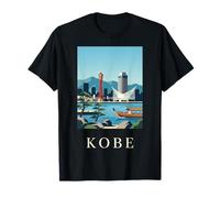 Kobe Giappone Harbor Skyline Travel Design Maglietta