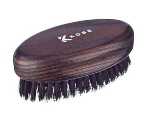 Kobe Palm - Spazzola da barba da uomo, in stile militare, con setole di cinghiale, perfetta per la cura della barba, funziona bene con oli da barba (cenere scura)