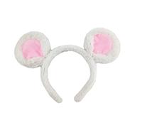 Kobeleen Cerchietto per capelli con orecchie da topo in peluche morbido per lavare il viso con animali dei cartoni animati per costume di Halloween