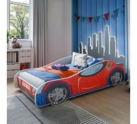 KOBI Lettino per bambini Spider Bat Car | Multicolor | Tema del supereroe Spiderman Batman | Letto per bambini ragazzo ragazza | con struttura del letto (SPIDER, 140x70)