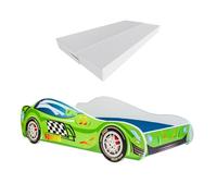 KOBI Letto Bambini Auto | Tema Speed Auto da Corsa Gara| 160 x 80 CM | Letto Forma Macchina per Bambino | Lettino Automobile Singolo | Lettini Bambina con Materasso