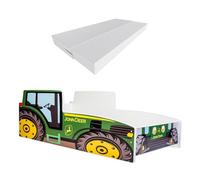 KOBI Letto Bambini Auto | Tema Trattore Verde | 140 x 70 CM | Letto Forma Macchina per Bambino | Lettino Automobile Singolo | Lettini Bambina con Materasso