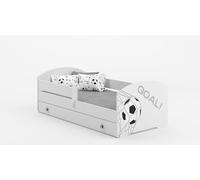 KOBI Letto per bambini 140 x 70 cm, bianco con cassetto Foot