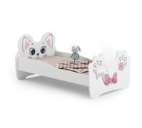 KOBI Letto singolo per bambini Pink Cat - 160 x 80 cm - con materasso