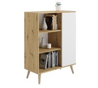 KOBI Libreria Fondi gambe legno luce (rovere artisan bianco)