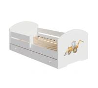 KOBI Lit Enfant LUK 160 x 80 avec Tiroir Motif Pelle Mécanique