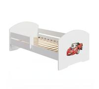 KOBI Lit Enfant LUK Blanc 160 x 80 motivo Voiture Drapeau