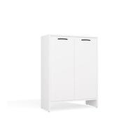 KOBI Mobile da bagno con cesto portabiancheria NINA 1K1D - bianco opaco, libreria da bagno con ripiani, mobile da bagno moderno 66x90x30 cm