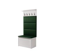 KOBI Set da Ingresso Andy con Seduta | Appendiabiti + Scatola | Pannelli Imbottiti | Armadio per Ingresso | (Verde Bottiglia)