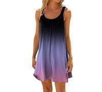 Kobilee Abiti Donna Estivi, Abito a Canotta Senza Maniche con Spalline - Taglie Comode Curvy da S a 2XL Copricostume Spiaggia Prendisole per Mare, Estate