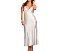 Kobilee Abito da Sposa Donna Estiva Trasparente Lunga Pigiama Sexy Spalla Larga Sottoveste Curvy Rossa Vestaglia Taglie Forti Seta Camicia da Notte Tubino con Pizzo