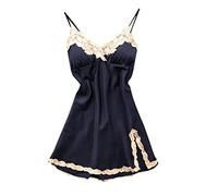 Kobilee Camicia da Notte Donna Estiva Sposa Sexy Sottoveste Lunga Taglie Forti Lingerie Curvy Spalla Larga Pigiama Rossa Seta Vestaglia Camicia da Notte Trasparente