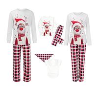 Kobilee Comode Cotone Pigiama Natalizio Tartan Caldo Invernale Pigiama Famiglia Coordinati Manica Lunghe Due Pezzi Pigiama Natale Famiglia per Uomo Donna Bambino