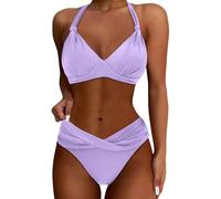 Kobilee Costume Piscina Donna Due Pezzi, Scollatura a Croce con Fascia Lombare, Chiusura Regolabile sul Retro, Costume Donna Due Pezzi Sexy Spiaggia Beachwear Sportivo Mare Estate