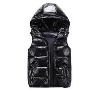 Kobilee Giacca Senza Maniche da Uomo Leggero Effetto Lucido con Cappuccio Giubbino Imbottita Cotone Giubbotto Smanicato Gilet Invernale 100 Grammi Giacca Piumino Smanicato Trapuntato Caldo