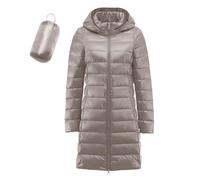 Kobilee giacca trekking donna nera,Piumino Donna 100 Grammi Lungo con Cappuccio Trapuntato Antivento Elegante Ripiegabile Giacca Invernale Cappotto Giubbotto Imbottito Giubbino Mezza Stagione