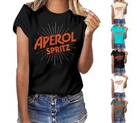 Kobilee Maglietta Donna Aperol Spritz Stampata a Manica Corta, Ideale per Aperitivi con Gli Amici, Eventi Casual o Come Regalo, Eleganti, Comode, in Cotone, Girocollo, Top Basic Donna Estive Bianco S