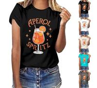 Kobilee Maglietta Donna Aperol Spritz Stampata a Manica Corta, Ideale per Aperitivi con Gli Amici, Eventi Casual o Come Regalo, Eleganti, Comode, in Cotone, Girocollo, Top Basic Donna Estive Beige S