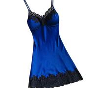 Kobilee Pigiama Donna Estivo Curvy Spalla Larga Sexy Sottoveste Trasparente Seta Rossa Camicia da Notte Taglie Forti Lunga Canotta Senza Maniche Vestaglia Pigiama