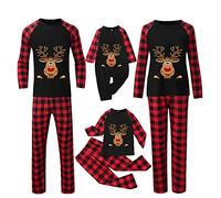 Kobilee Pigiama Famiglia Natale Due Pezzi Manica Lunghe Curvy Pigiama Natalizio Invernale Tartan Grinch Pigiama Natale Famiglia Comode Cotone Caldo Pigiama Famiglia Coordinati per Uomo Donna Bambino