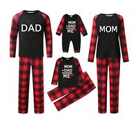 Kobilee Pigiami Natalizi per Tutta la Famiglia Curvy Comode Cotone Pigiama Natalizio Caldo Due Pezzi Pigiama Natale Famiglia Invernale Manica Lunghe Tartan Pigiama Famiglia Coordinati