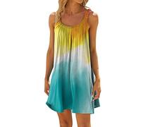 Kobilee Prendisole Donna Estivo Cotone, Abito a Canotta Senza Maniche con Spalline - Taglie Comode Curvy da S a 2XL Copricostume Spiaggia Prendisole per Mare, Estate