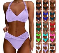 Kobilee Scollatura a Croce con Fascia Lombare, Chiusura Regolabile sul Retro, per Stile Estivo , Set di Bikini con Cinturino