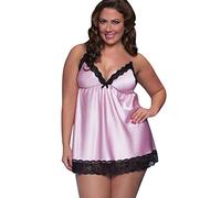 Kobilee Sottoveste Bianca Donna Curvy con Pizzo Rossa Tubino Estiva Sexy Vestaglia Trasparente Spalla Larga Sottoveste Taglie Forti Seta Camicia da Notte Pigiama Lunga