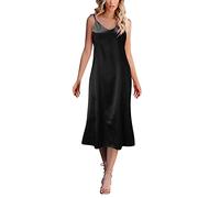 Kobilee Sottoveste Donna Estiva Spalla Larga Sexy Sottoveste Trasparente Taglie Forti Curvy Pigiama Lunga Tubino XXL Seta Vestaglia Camicia da Notte Rossa