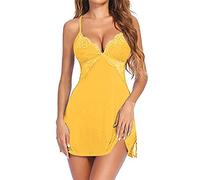 Kobilee Tubino Donna Seta Estiva Sottoveste Lunga Trasparente Rossa Abito Estivo Sexy Spalla Larga Pigiama Taglie Forti con Pizzo Vestaglia Camicia da Notte Curvy
