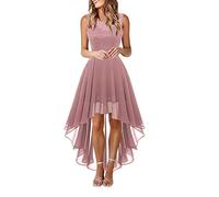 Kobilee Vestito Donna Elegante Invernale Taglie Forti Abito da Sera Lungo Sexy Vintage Abito da Cerimonia Abiti Scollo a V Vestito da Sposa Curvy Vestiti Senza Maniche Cocktail Rosa Maxi