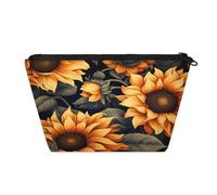 KOBLEN Beauty case da donna, con girasole in tenebre piccola, impermeabile, con 2 tasche interne in rete, borsa da toeletta portatile da viaggio per affari, viaggi di famiglia, campeggio, spiaggia