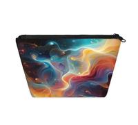 KOBLEN Borsa cosmetica da donna, piccola, con onde cosmiche al neon, impermeabile, con 2 tasche interne in rete, borsa da toeletta portatile da viaggio per affari, viaggi di famiglia, campeggio