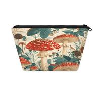 KOBLEN Forest Floor Fungi - Piccola trousse per cosmetici da donna, impermeabile, con 2 tasche interne in rete, borsa da viaggio portatile per affari, viaggi di famiglia, campeggio, spiaggia