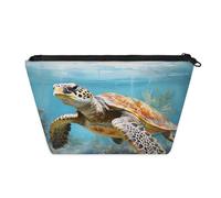 KOBLEN Turtle Among Coral - Piccola trousse per cosmetici da donna, impermeabile, con 2 tasche interne in rete, borsa da toeletta portatile da viaggio per affari, viaggi di famiglia, campeggio