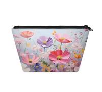KOBLEN Vibrant Wild Blooms - Piccola trousse per cosmetici da donna, impermeabile, con 2 tasche interne in rete, borsa da viaggio portatile per affari, viaggi di famiglia, campeggio, spiaggia